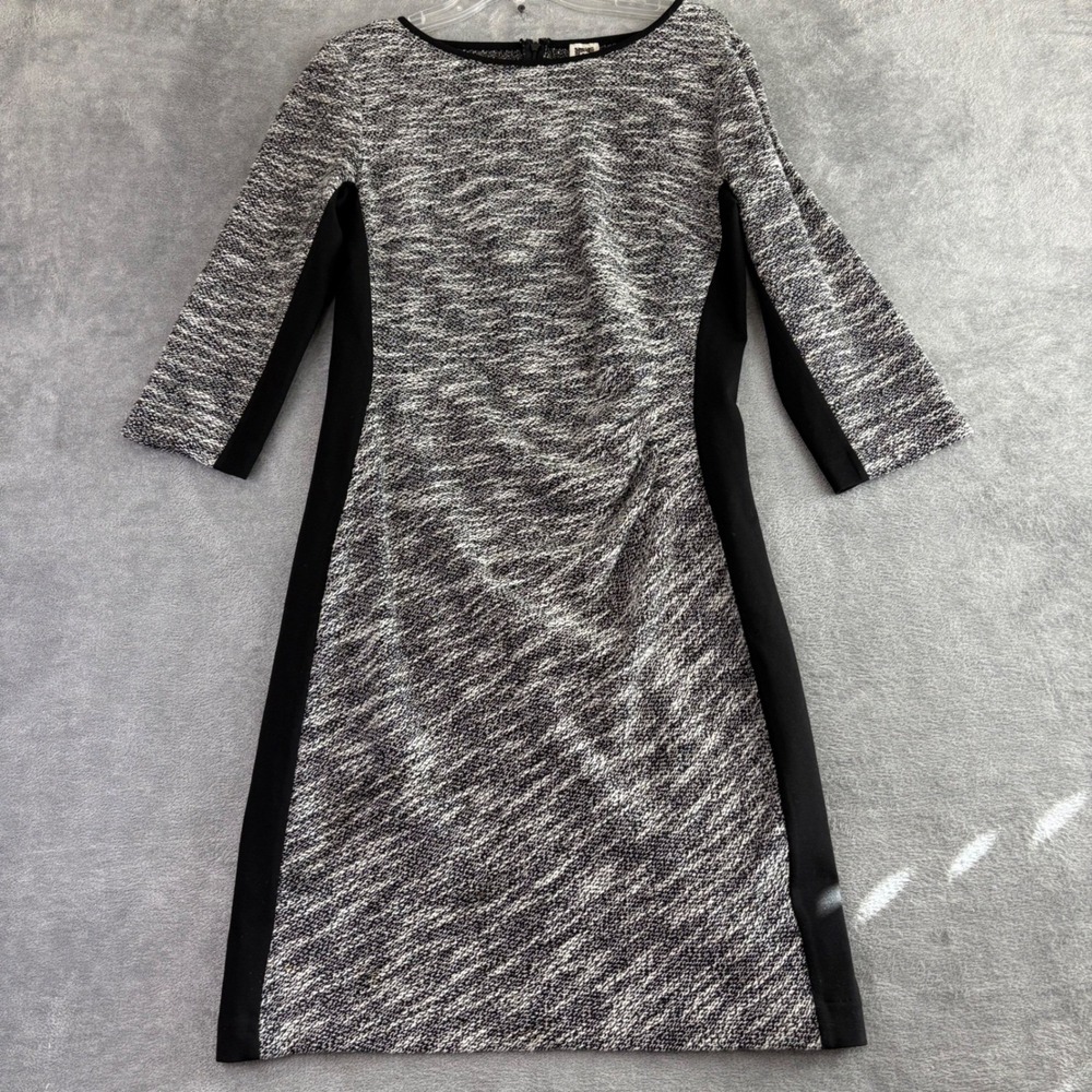 Anne Klein Black and Gray Long Sleeve Dress